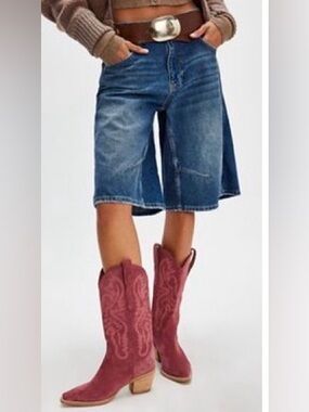 Jeffrey Campbell for Free People Pink Raspberry Embroidered Dagget Heeled Boot